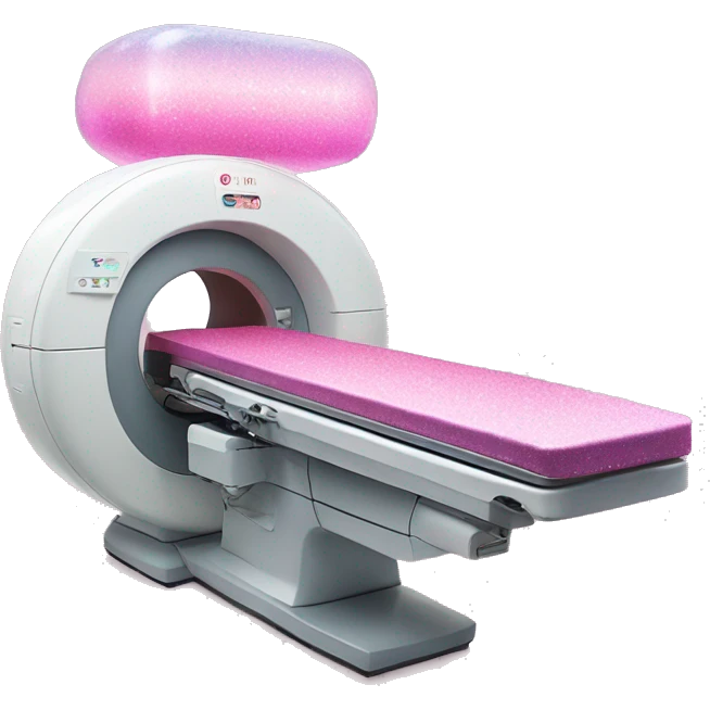 Pink ombre mri machine with glitter emoji