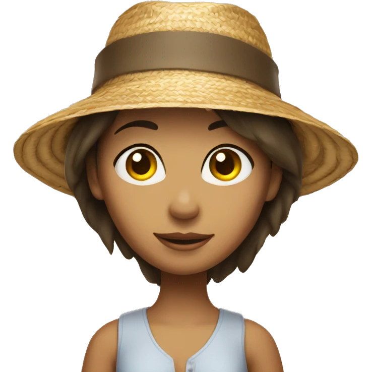 Brunette girl wearing straw hat emoji
