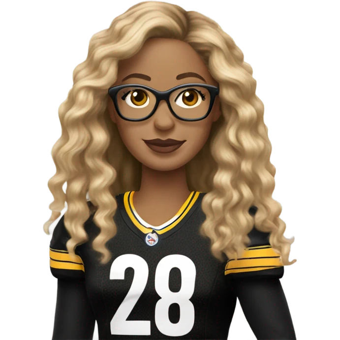 steelers nfl jersey beyonce with blonde brown hair brown glasses emoji