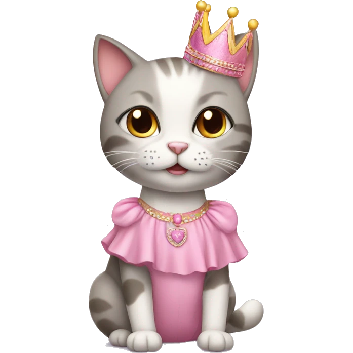 birthday cat in a pink princess dress emoji