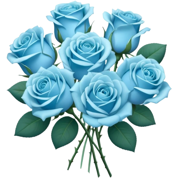 light blue roses arranged in a bouquet emoji