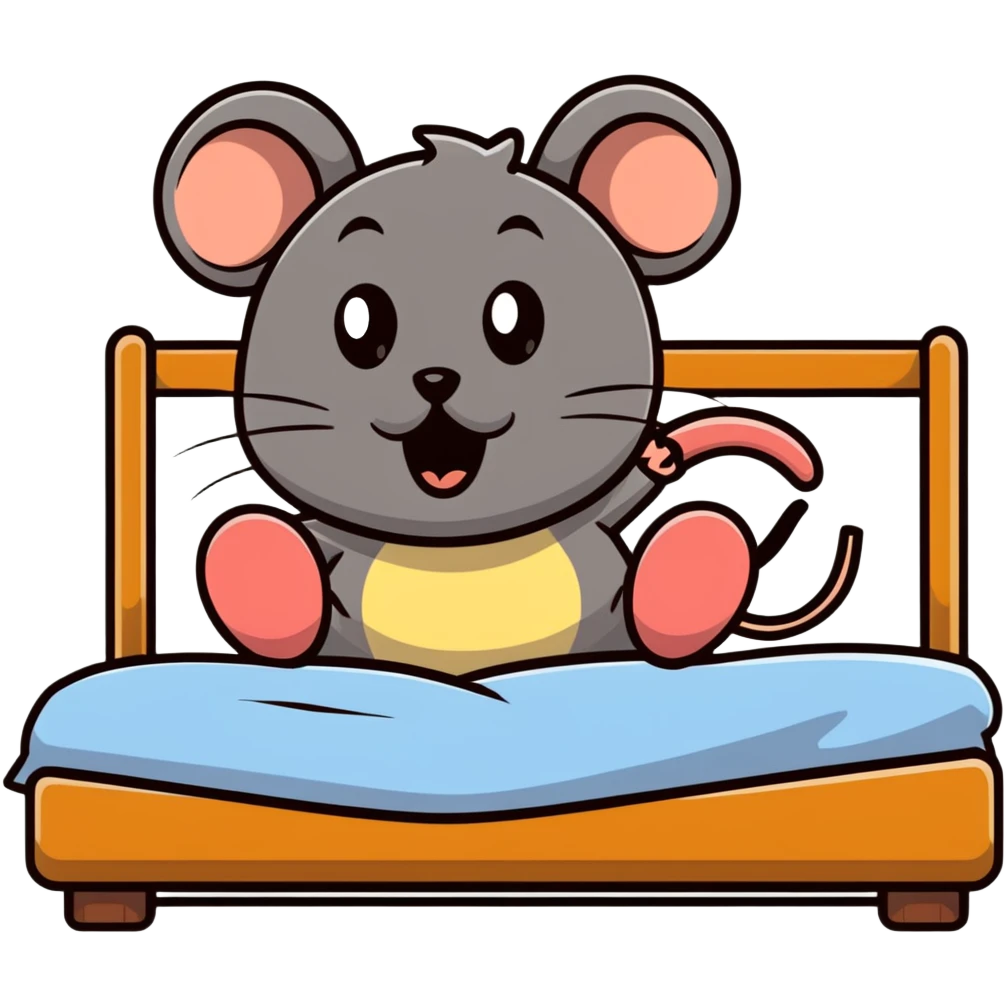 Jerry mouse jumping out of bed with a shocked face emoji