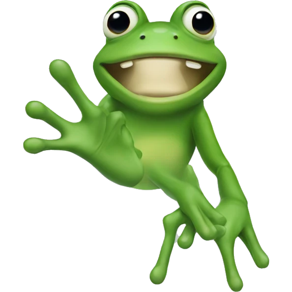 green frog hand with only two fingers emoji