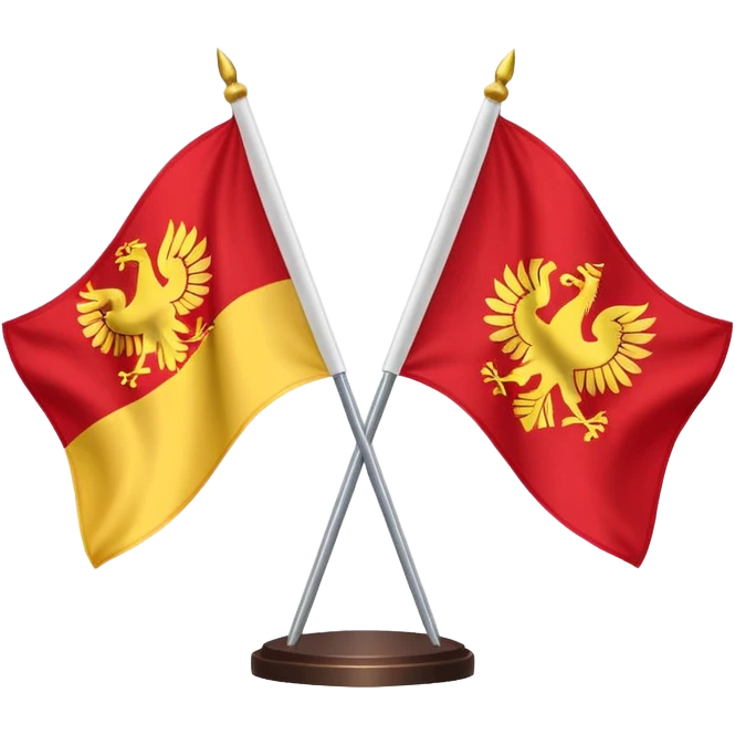 a flat flag that is split down the middle of half the polish flag and half the macedonian flag emoji