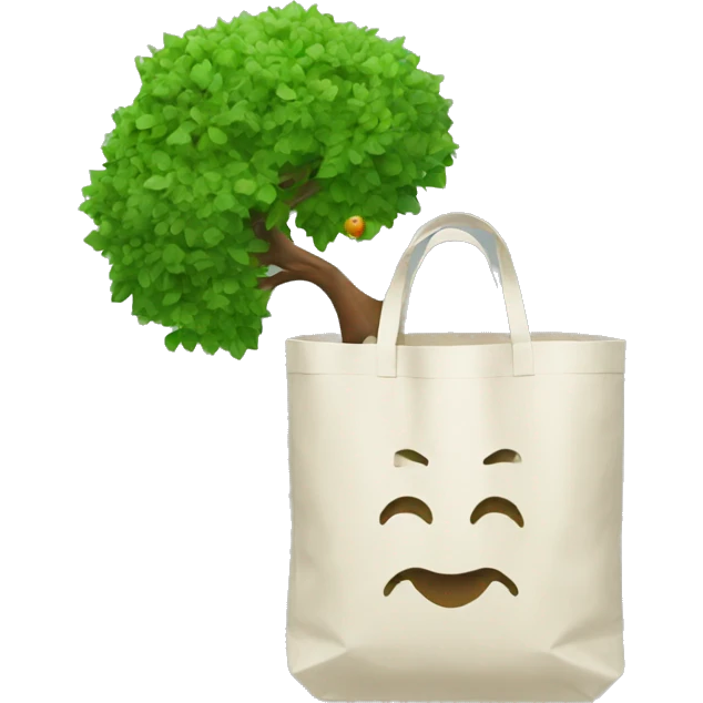 a new bag made with recycle plastic  carrying a tree emoji