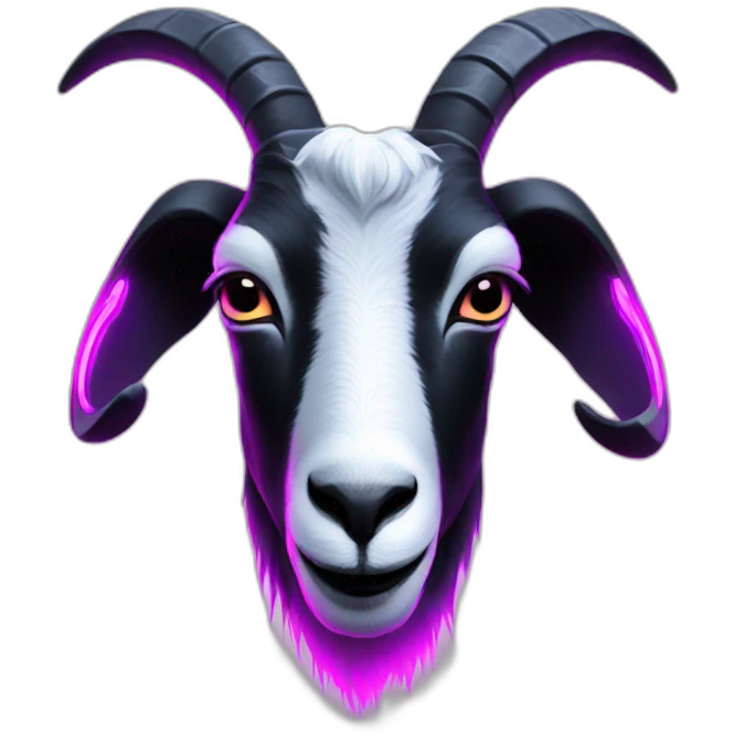 Black background goat face neon emoji