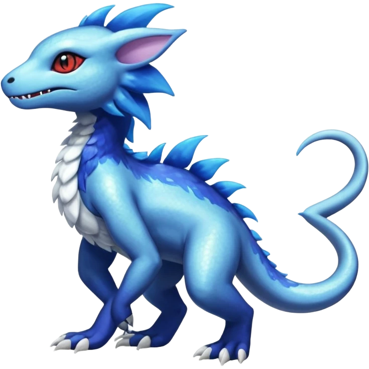 White glossy soft silky furry iridescent Salandit-Litleo-Absol-Shinx-fusion-hybrid, full body emoji