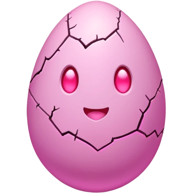 cute pastel pink egg with glowing heart-shaped cracks, soft neon pink light coming from inside, kawaii but slightly magical, simple clean icon, transparent background, twitch emote emoji