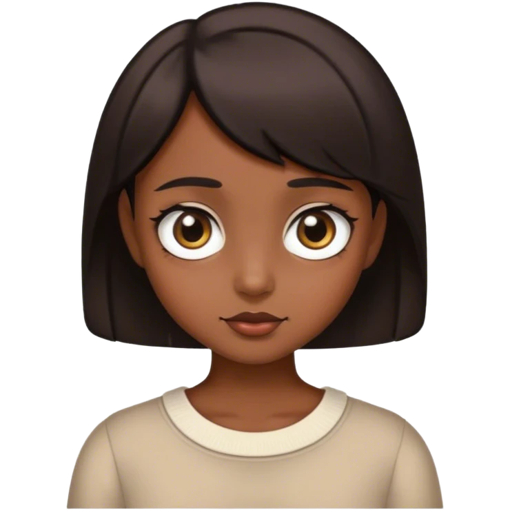 I wanna make a me emoji!A short hair with a dark brown color and also I am a cute style I have a big eye emoji