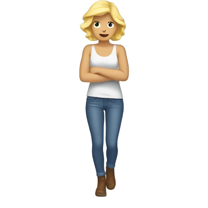 blonde woman discarding shirt emoji