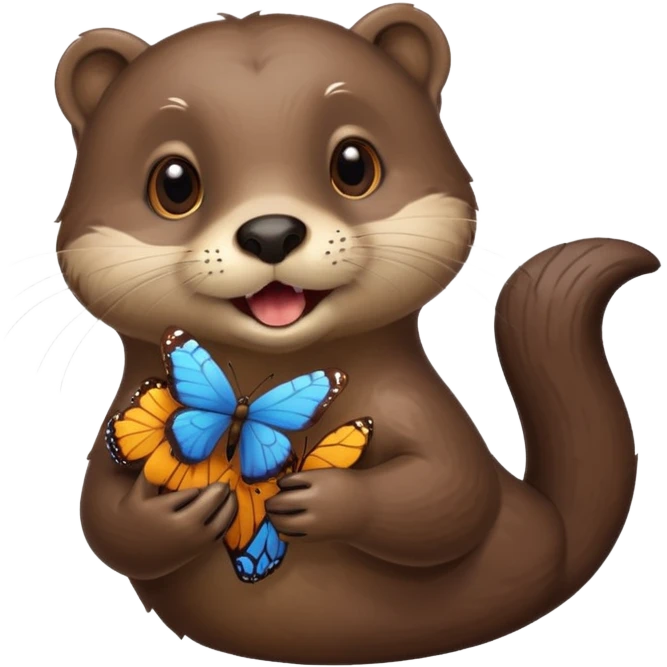 otter with a butterfly in the mouth  emoji