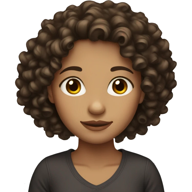 Dark brown Curly haired, light skinned girl emoji