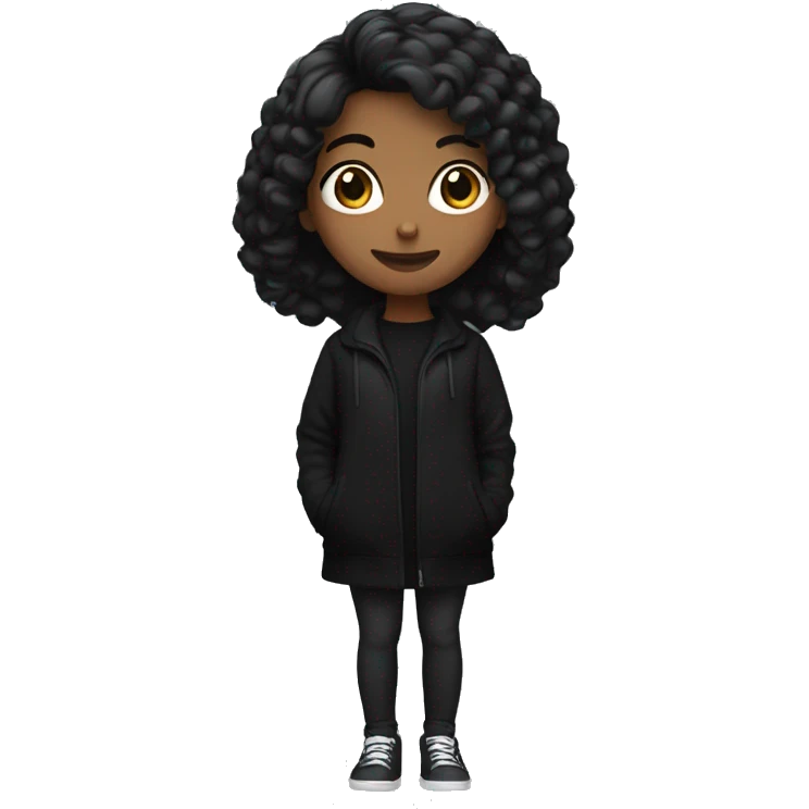 A girl with black blow out hair wearing black clothes  emoji