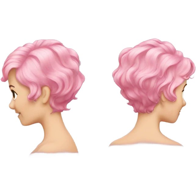 Pink wavy short hair back view emoji