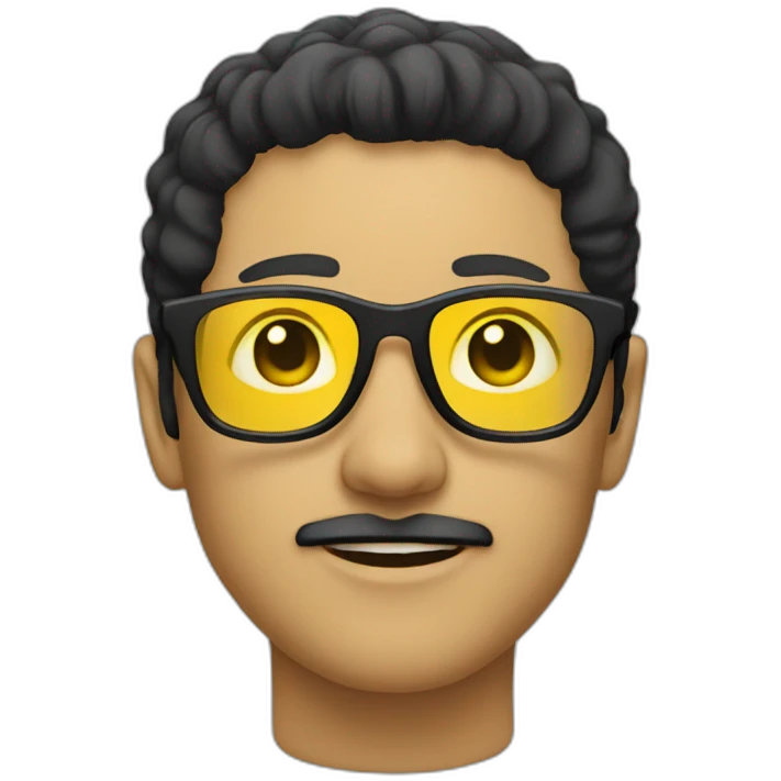 Man with yellow tinted glasses and black hair  emoji