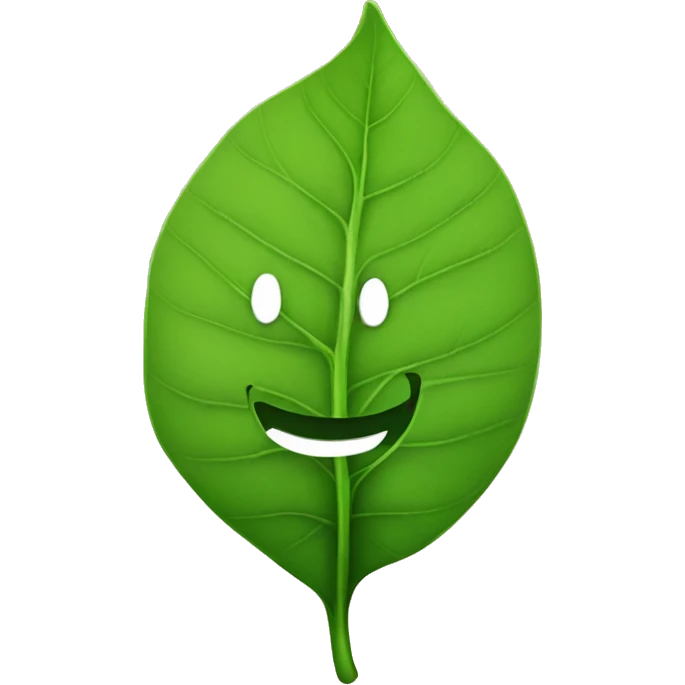 A leaf with a big smiley face  emoji