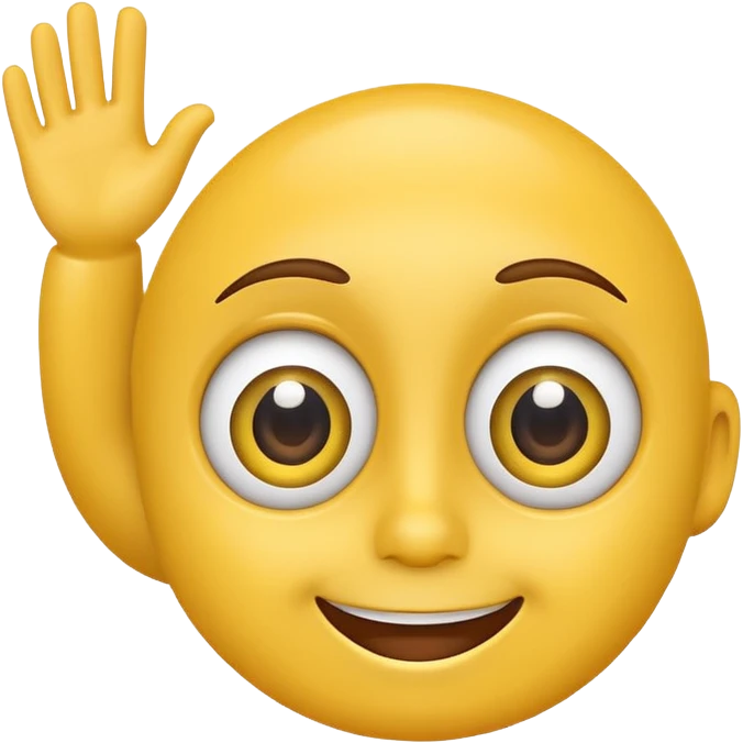 yellow face with big eyes waving, friendly and simple emoji