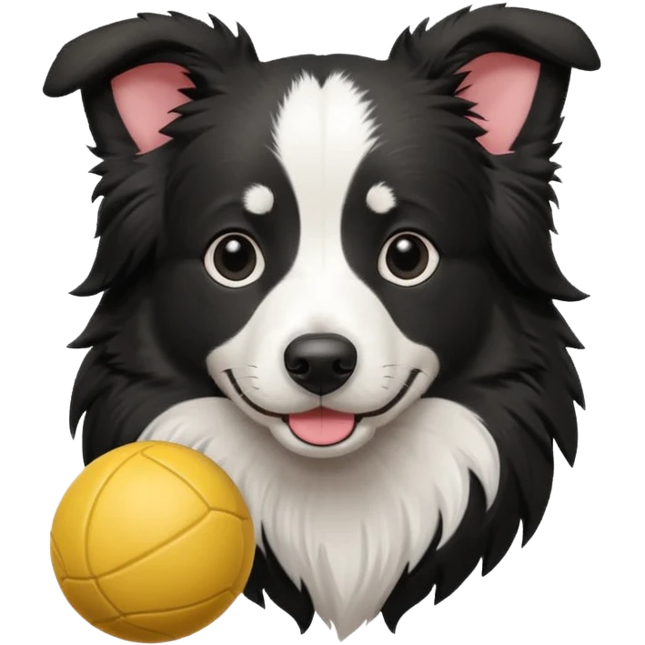Border collie with a ball emoji