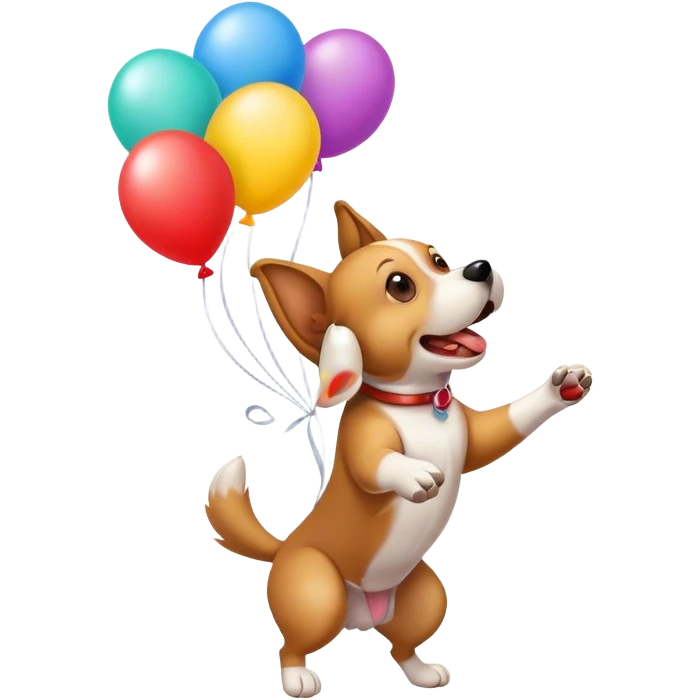 Dog barking at balloons emoji