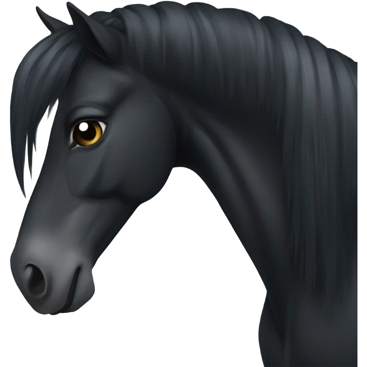A black horse with a with streak  emoji