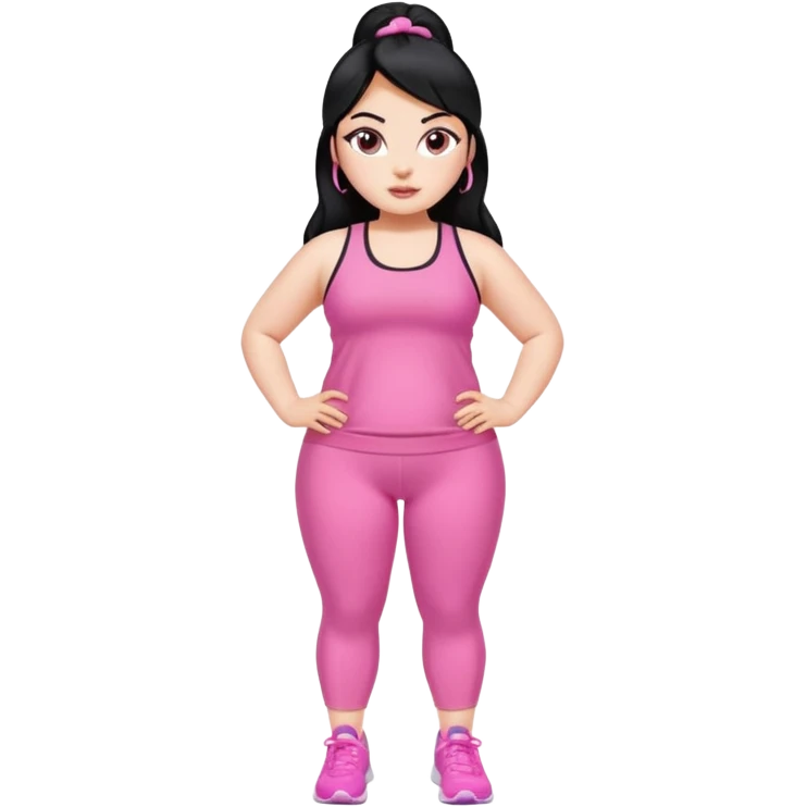 a pretty bratz fair fat girl in pink workout clothes and black hair emoji