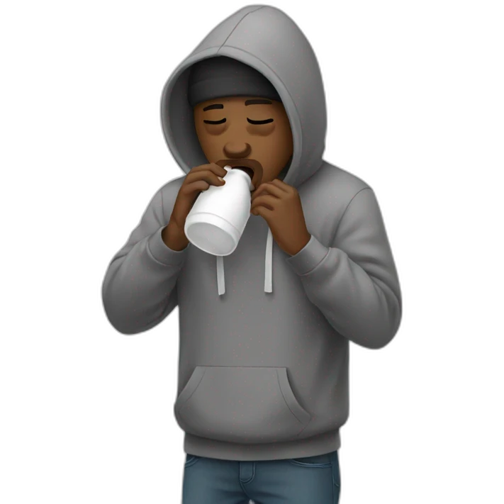 Black guy in a hoodie and hat vomiting emoji