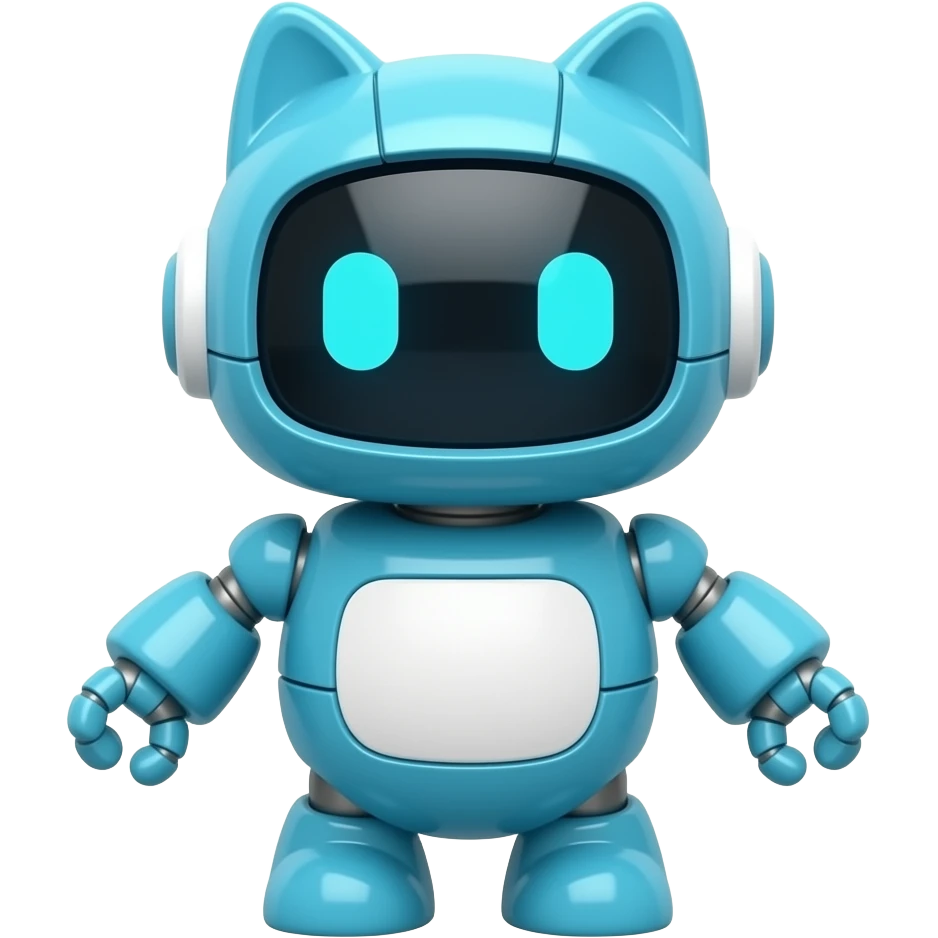 Cat shaped #B8FFFF robot toy emoji