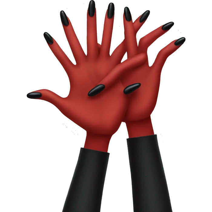 Red hand with black long nails emoji