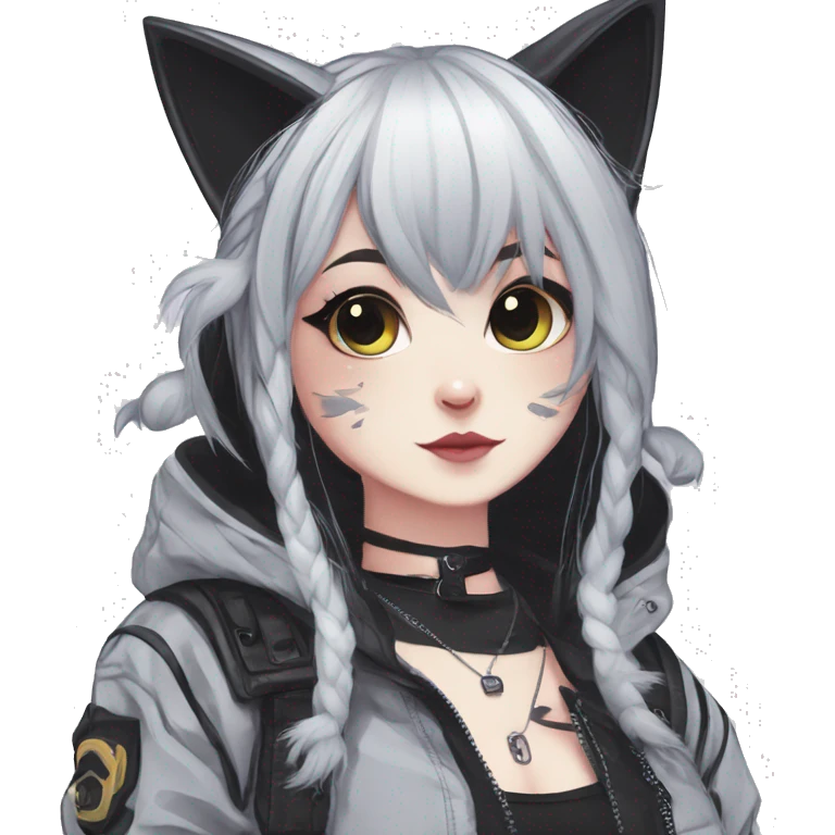 Edgy Kawaii Cute Cool Cartoon Anime Punk Techwear Gothic Catgirl emoji