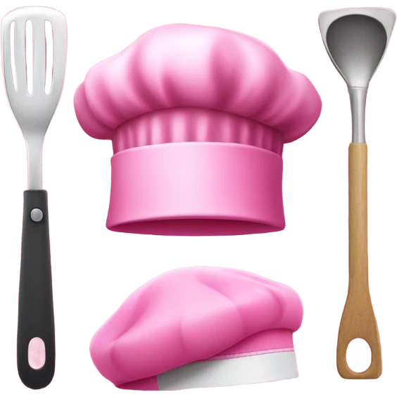 Pink chef hat with pink cooking utensils  emoji