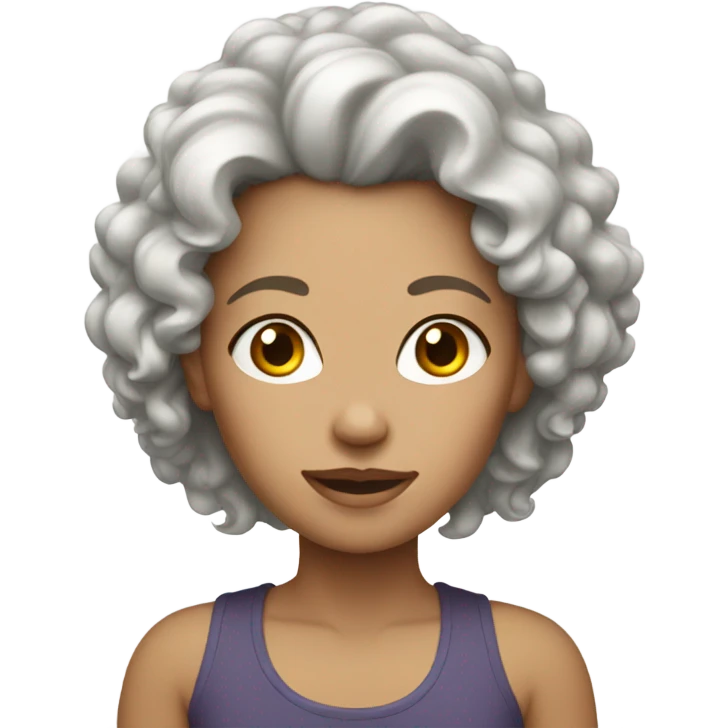 White mom with dark curly puffy hair emoji