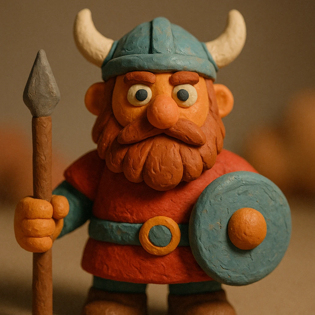 viking character, claymation style emoji