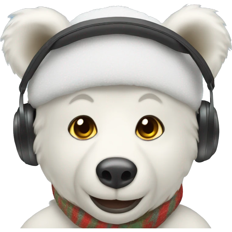 white bear sledding while wearing ear muffs  emoji