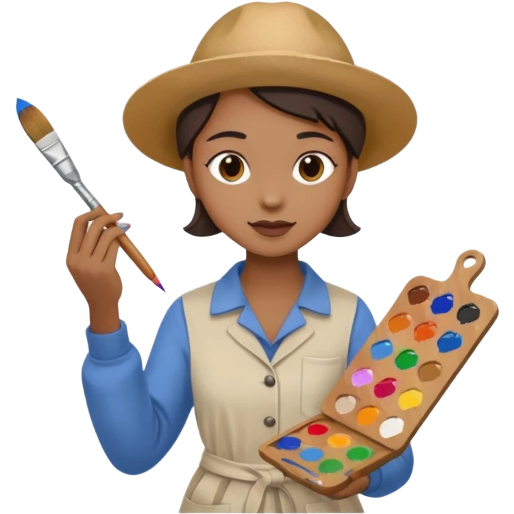 artist painting at a canvas, holding a paintbrush and palette emoji