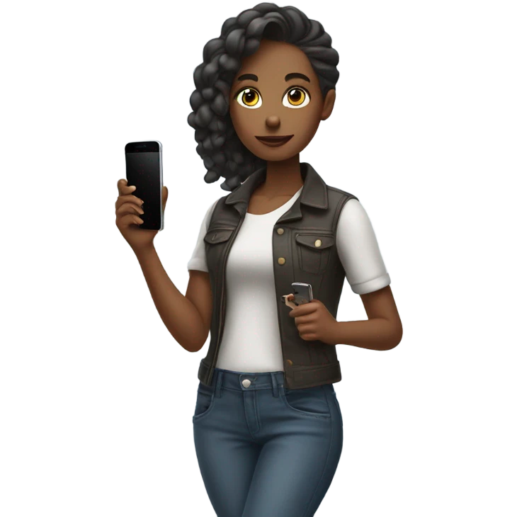 Cool girl with phone emoji