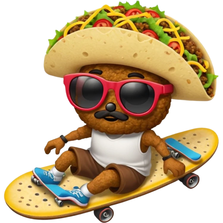 Skateboard taco with sunglasses emoji