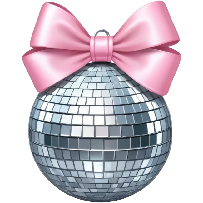 Silver disco ball with a light pink bow emoji