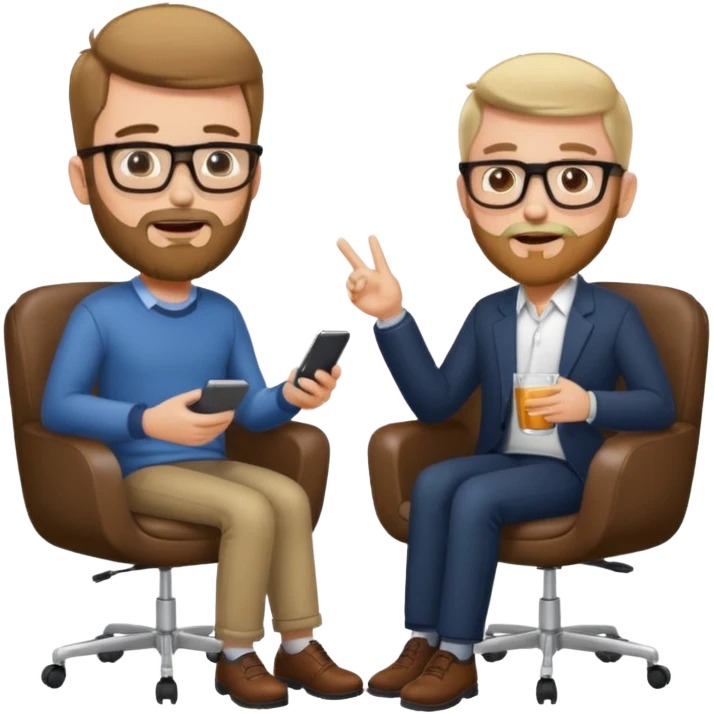 Tow guys in a chair asking emoji