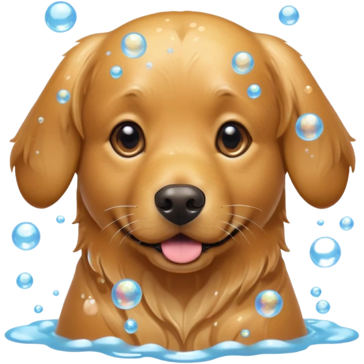 brown dog with soap bubbles emoji