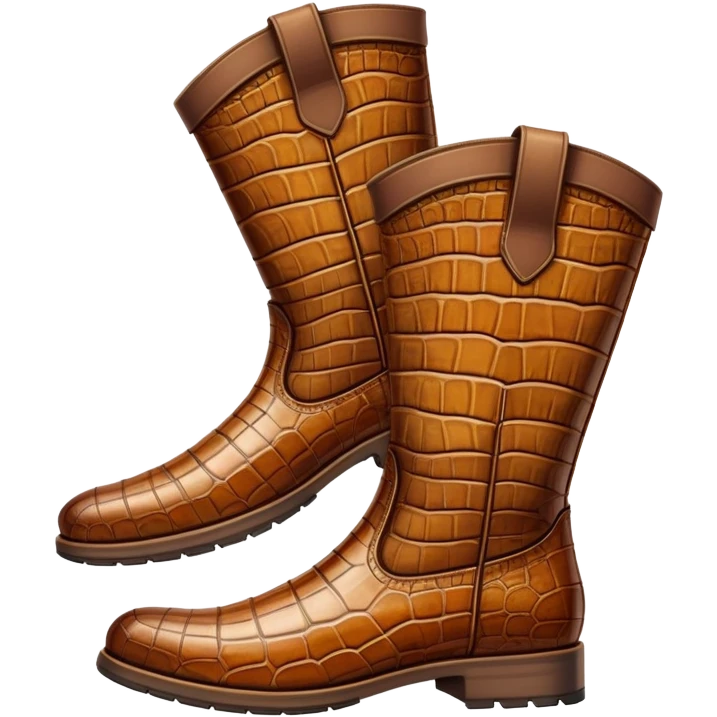 super realistic brown crocodile leather boots emoji