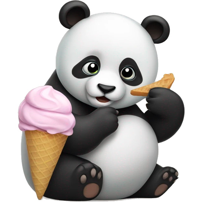 Panda eating ice cream emoji