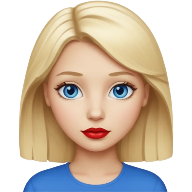blonde girl portrait with blonde hair blue eyes and red lipstick  emoji