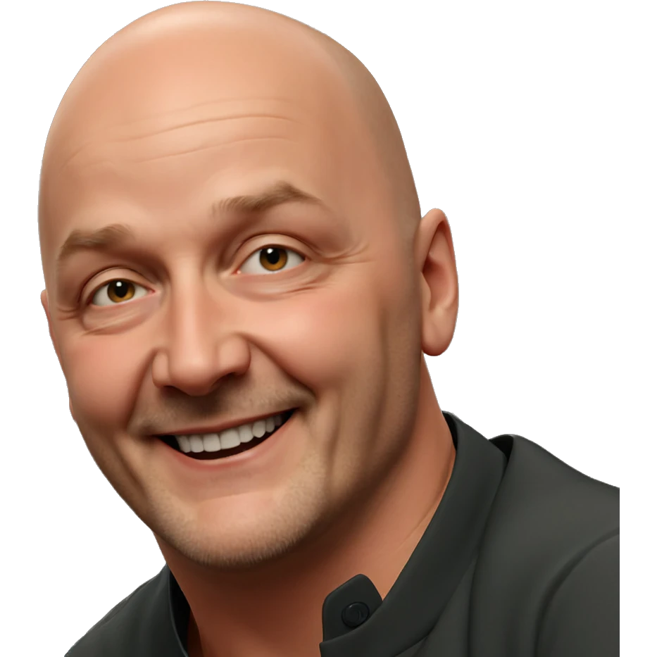 bald boy with a smile emoji