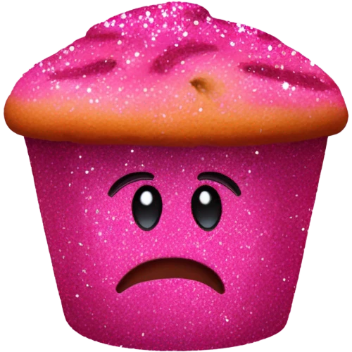 Hot pink fruit muffin with glitter  emoji