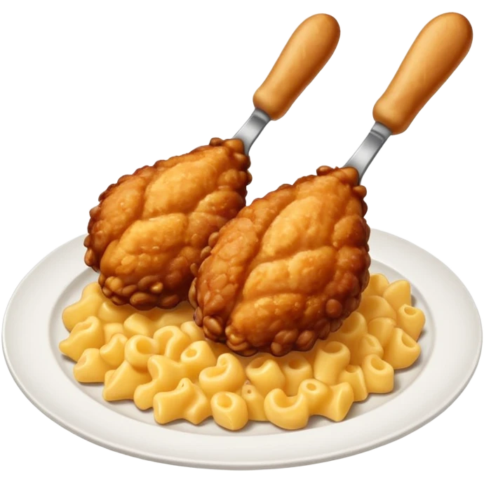 drumstick chicken with mac and cheese on the side on a plate emoji