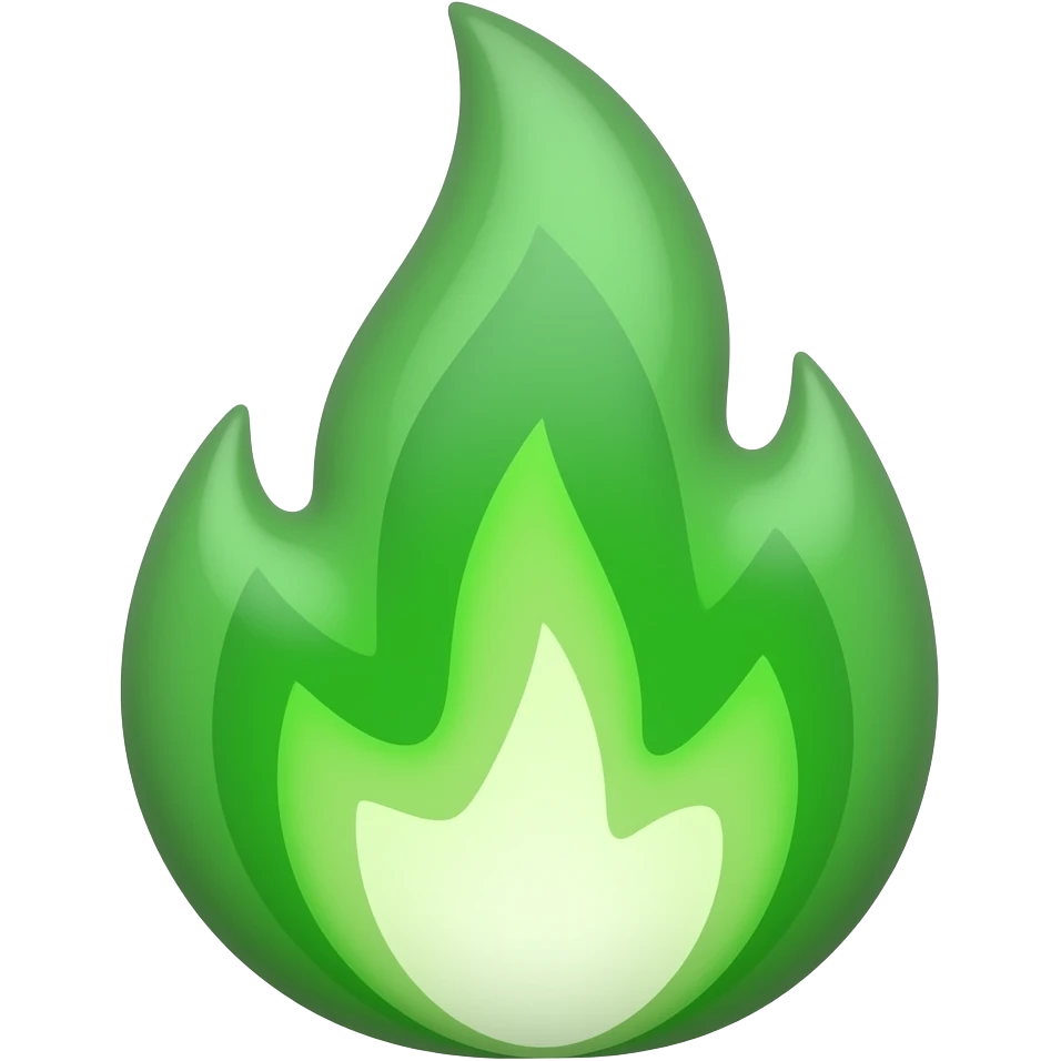Emoji de un fuego verde ardiendo emoji