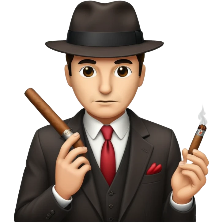 mafia boss with suit, fedora hat and cigar emoji