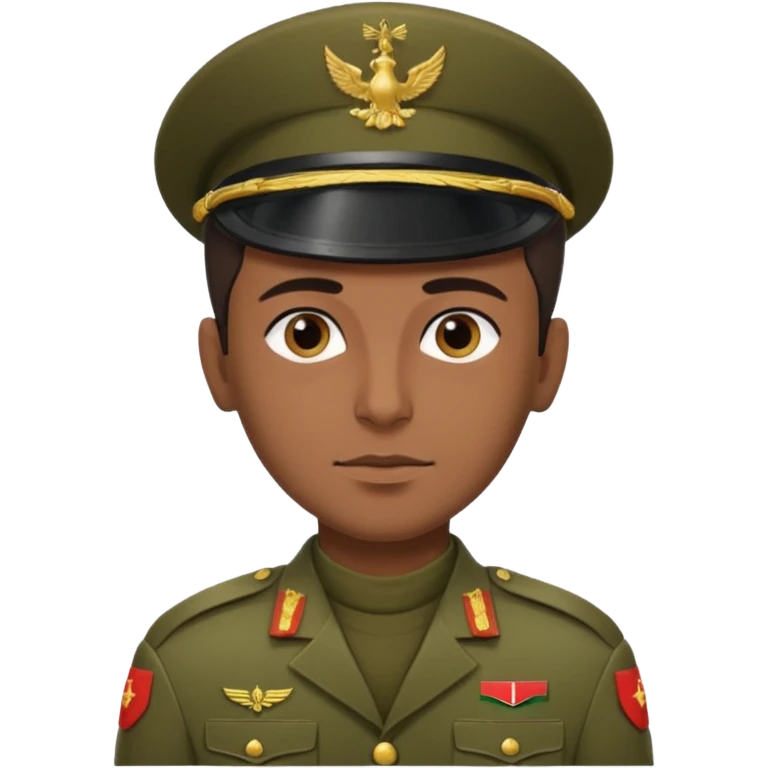 
portrait of an Iranian soldier, from head to chest, with a neutral expression emoji