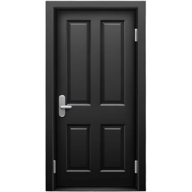 Minimalist emoji-style sticker of a closed door with a long shadow visible under the gap. Black and white, strong silhouette style.
 emoji