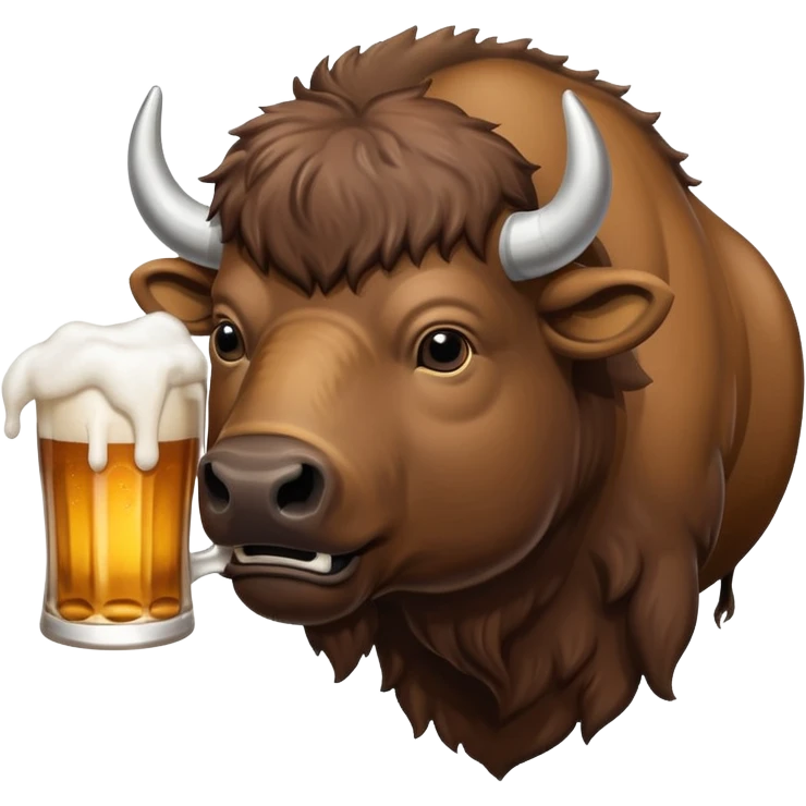 Een bizon die heel veel bier drinkt emoji